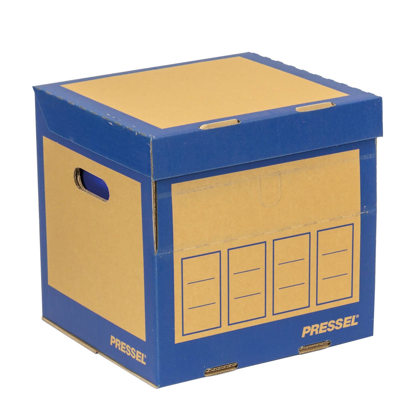 Pressel Ordner Archiv-Box für 4 Ordner, Natur/Blau, 10 Stück